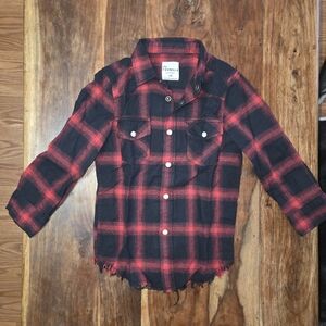 Kids Red and Black Plaid Shirt